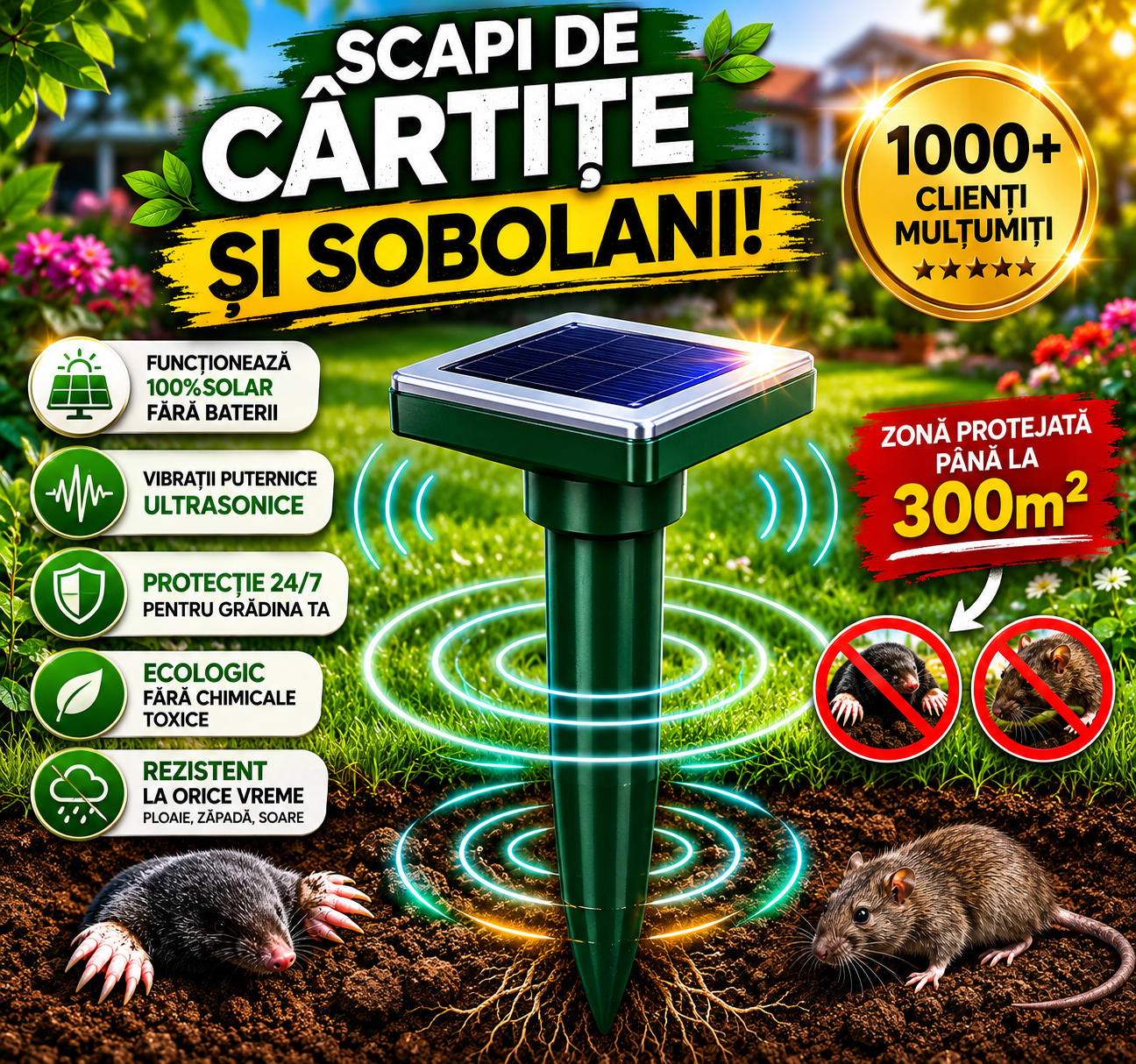 SALVEAZA-TI RECOLTA SI MUNCA – scapă de cârtițe și rozătoare definitiv!