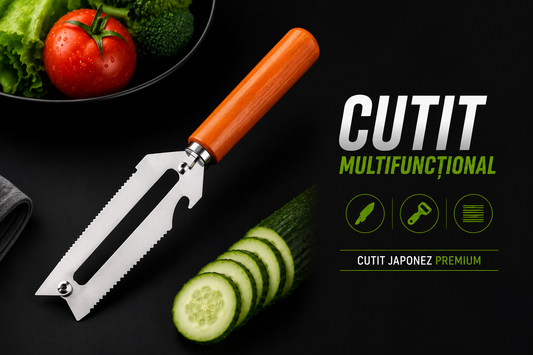 🔪🍅 1+1 GRATIS – Cuțitul Japonez Multifuncțional - Taie și Feliază Perfect!